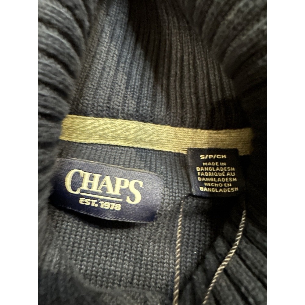 Chap's Men's Newport Navy Blue Button Neck‎ Knit Sweater Preppy Small NEW - Picture 7 of 10